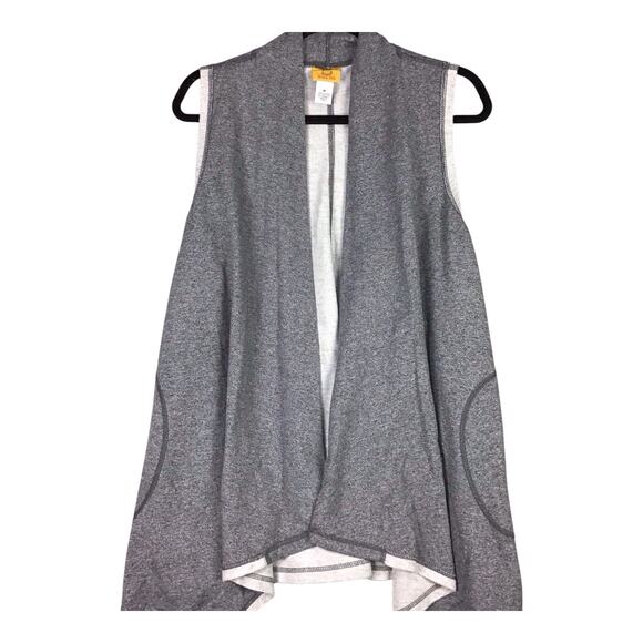 Ruby Rd Women’s Vest M Gray Open Front Asymmetrical Hem Pockets Trim - Picture 14 of 16